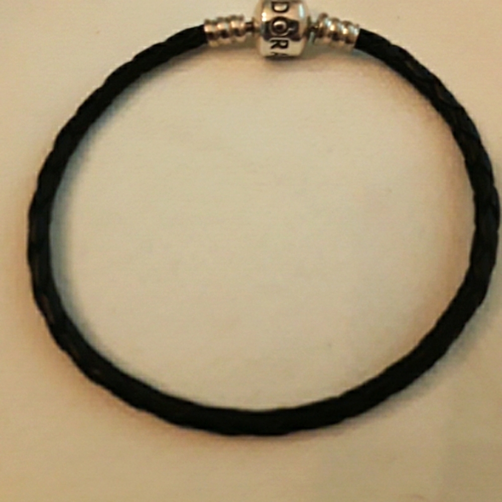 Pandora Black Braided Bracelet with Silver Clasp